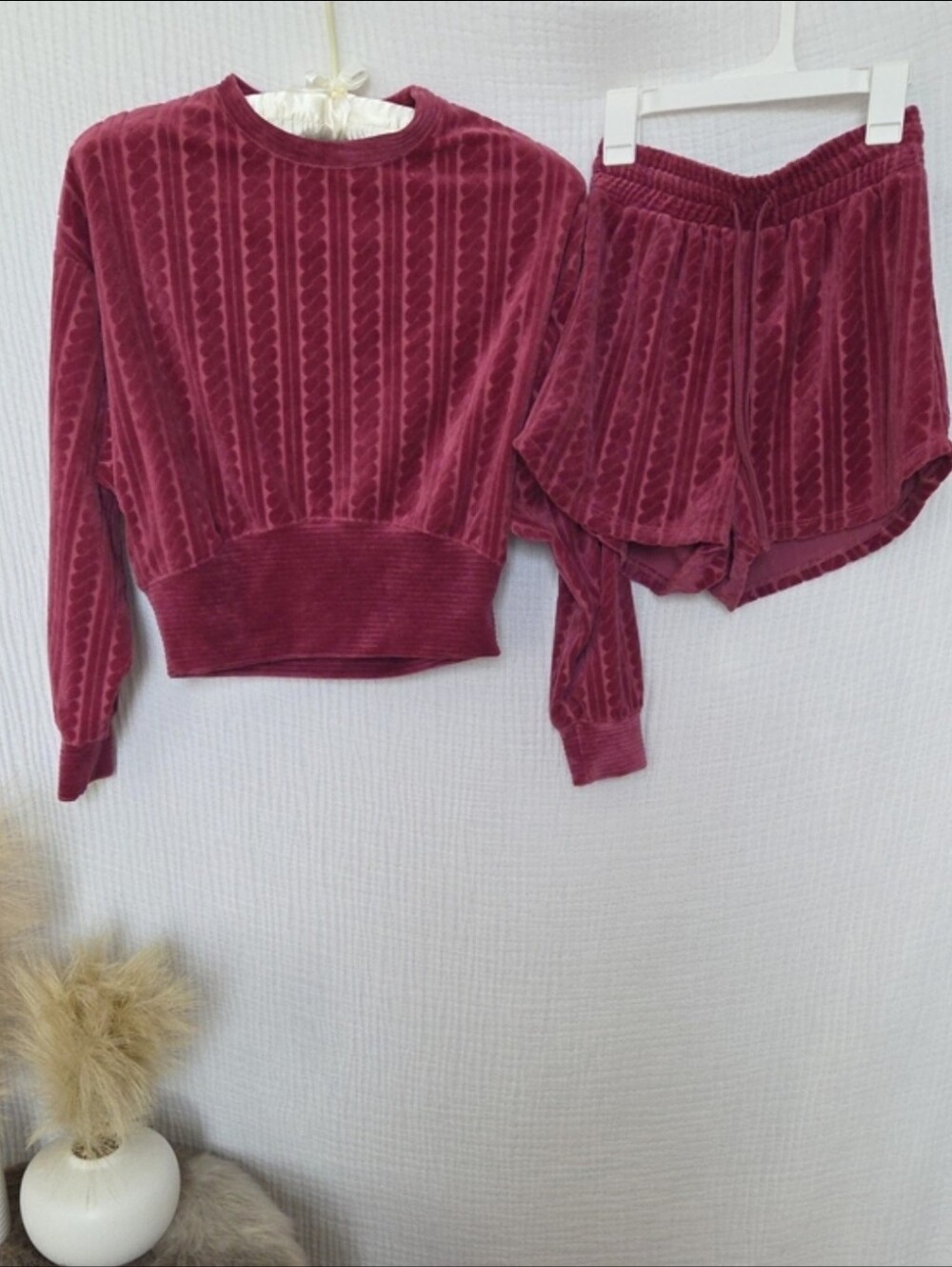 NWT Shore Velvet Two-Piece Lounge Set in Crushed Berry